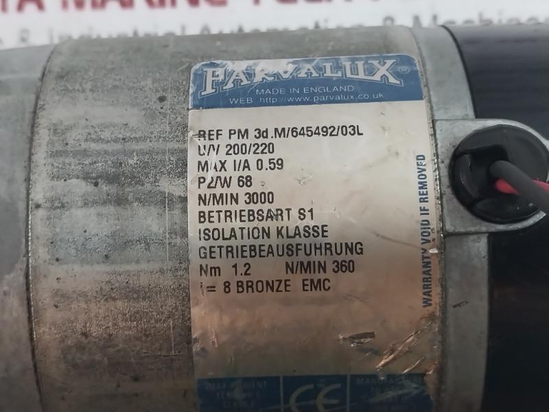 Parvalux Pm3D.M/645492/03L Permanent Magnet Dc Motor N/Min 3000 P2/W 68 40 C