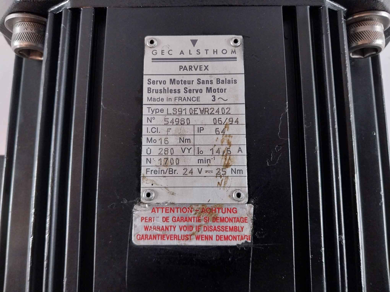 Parvex Ls910Ewr2402 Brushless Servo Motor