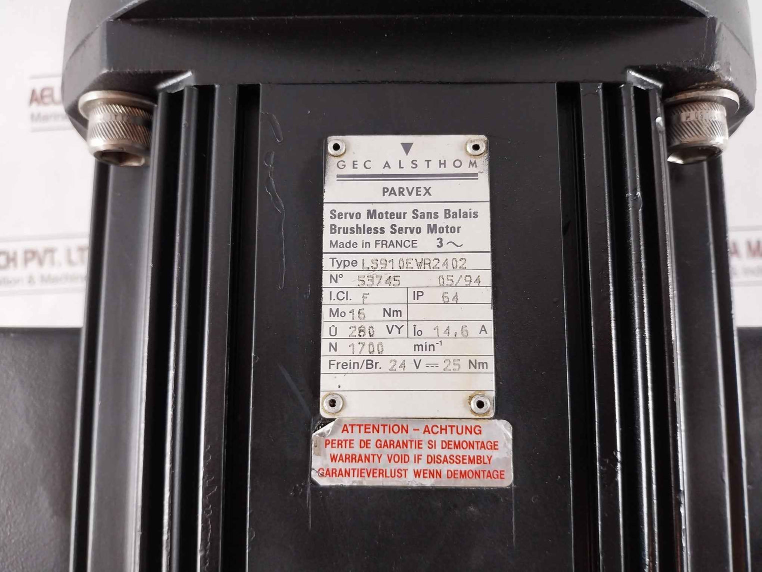 Parvex Ls910Ewr2402 Brushless Servo Motor