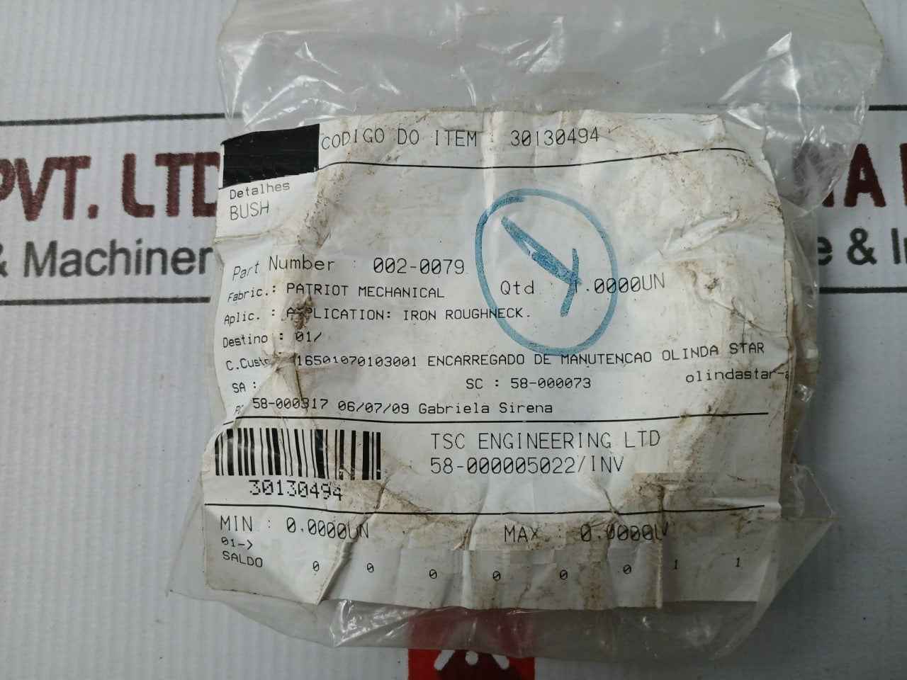 Patriot 002-0079 Bush For Iron Roughneck