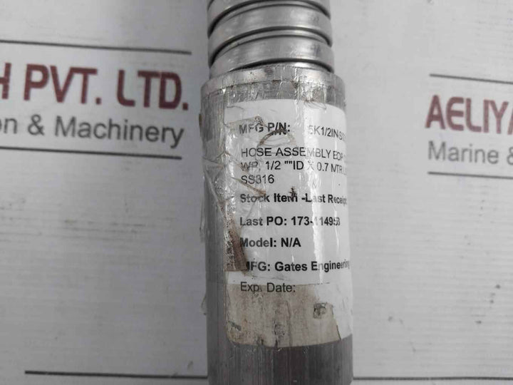 Paxtec Pfa5000-08-700Mm 1/2In 5K Psi Bop Control Hose Ss316 Jic End