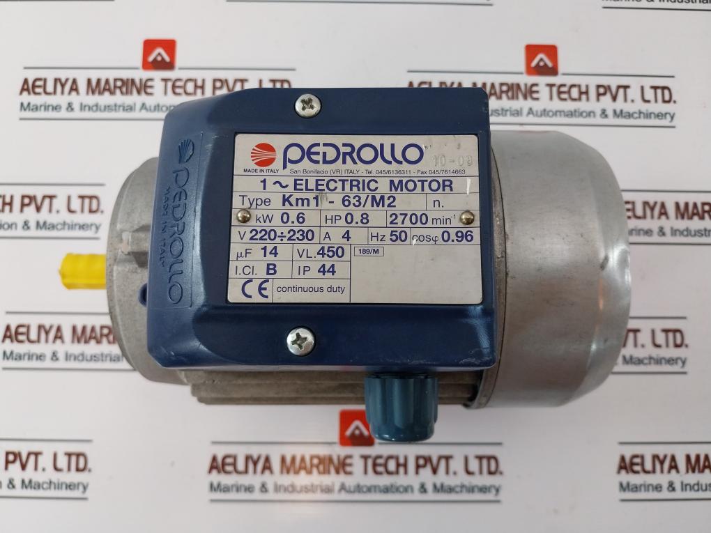 Pedrollo Km1 – 63/M2 1 ~ Electric Motor Kw 06 Hp 0.8 220÷230V 4A 50Hz Ip44