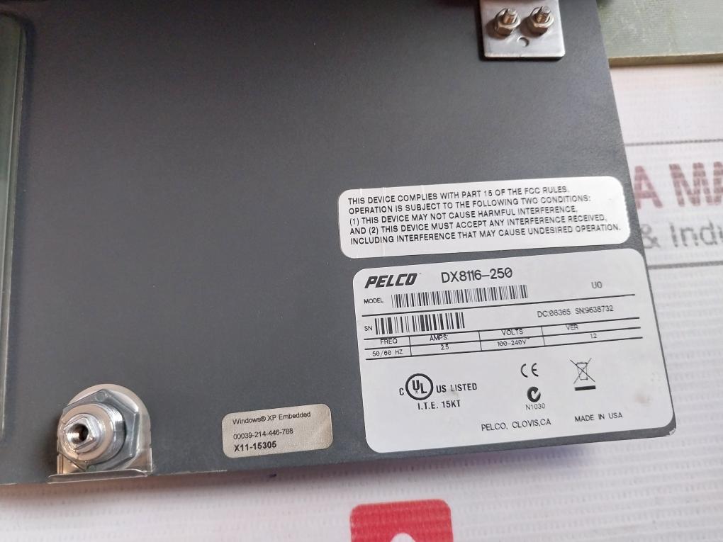 Pelco Dx8116-250 16 Channel Hybrid Video Recorder 100-240V 50/60Hz