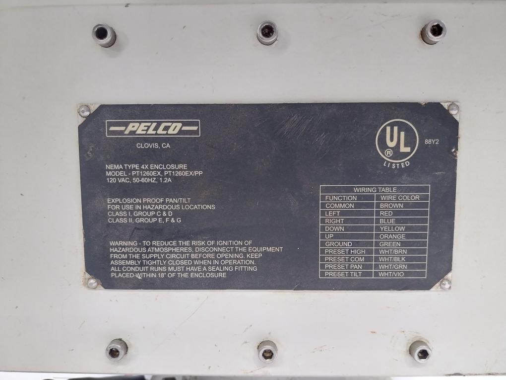 Pelco Pt1260Ex Outdoor Explosion Proof Cctv Enclosure With Pan/Tilt 16A 4H 130V