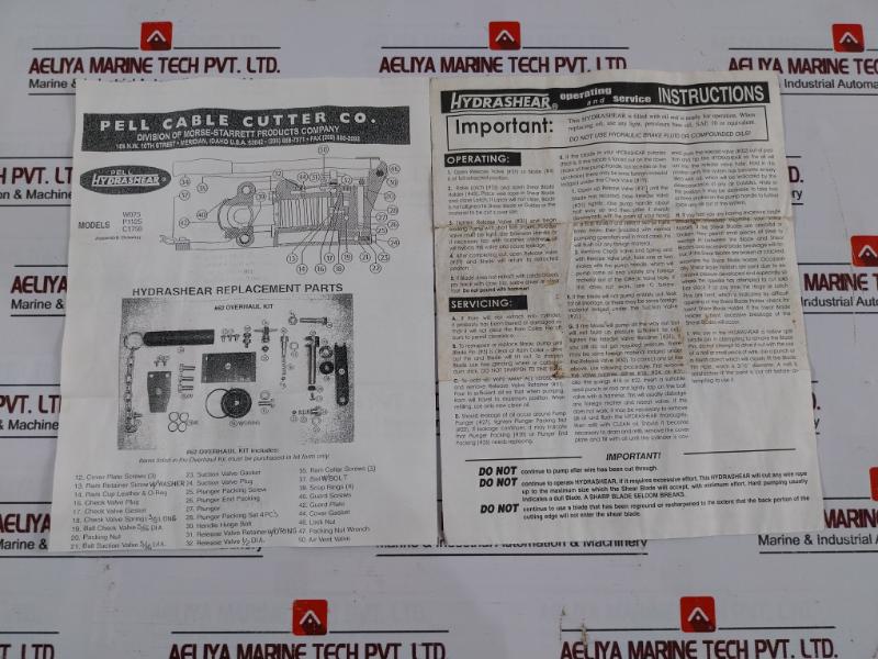 Pell Hydrashear C-62 Overhaul Kit C1750