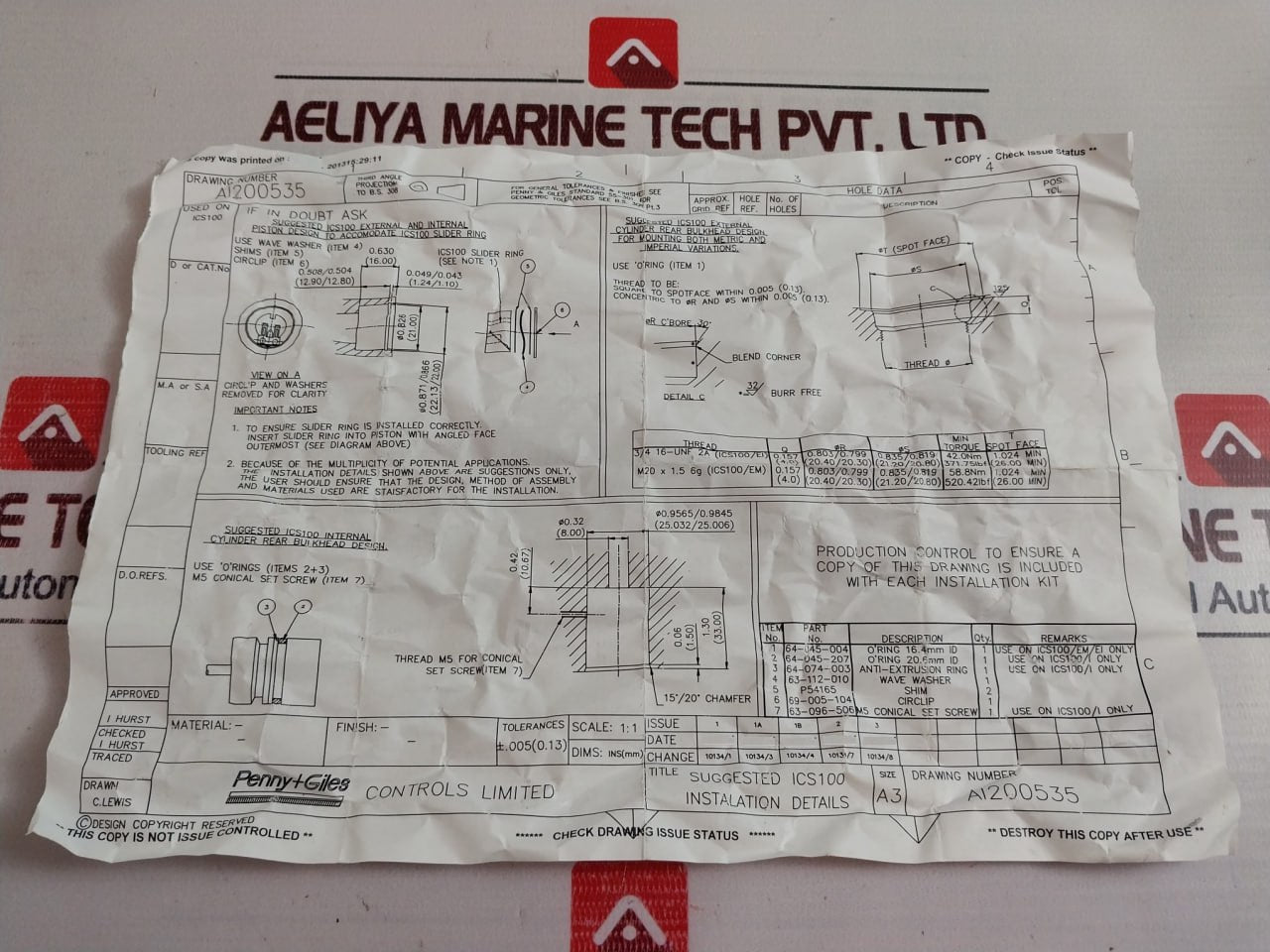 Penny+Giles Ics100/In/0220/H/01 Sensor 64-045-004