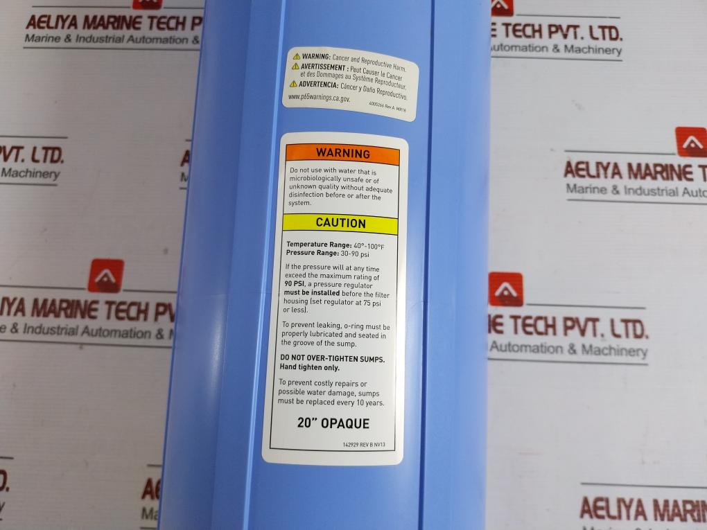 Pentair Big Blue Filter Housing With Pressure Relief 30-90 Psi 20’’ Opaque