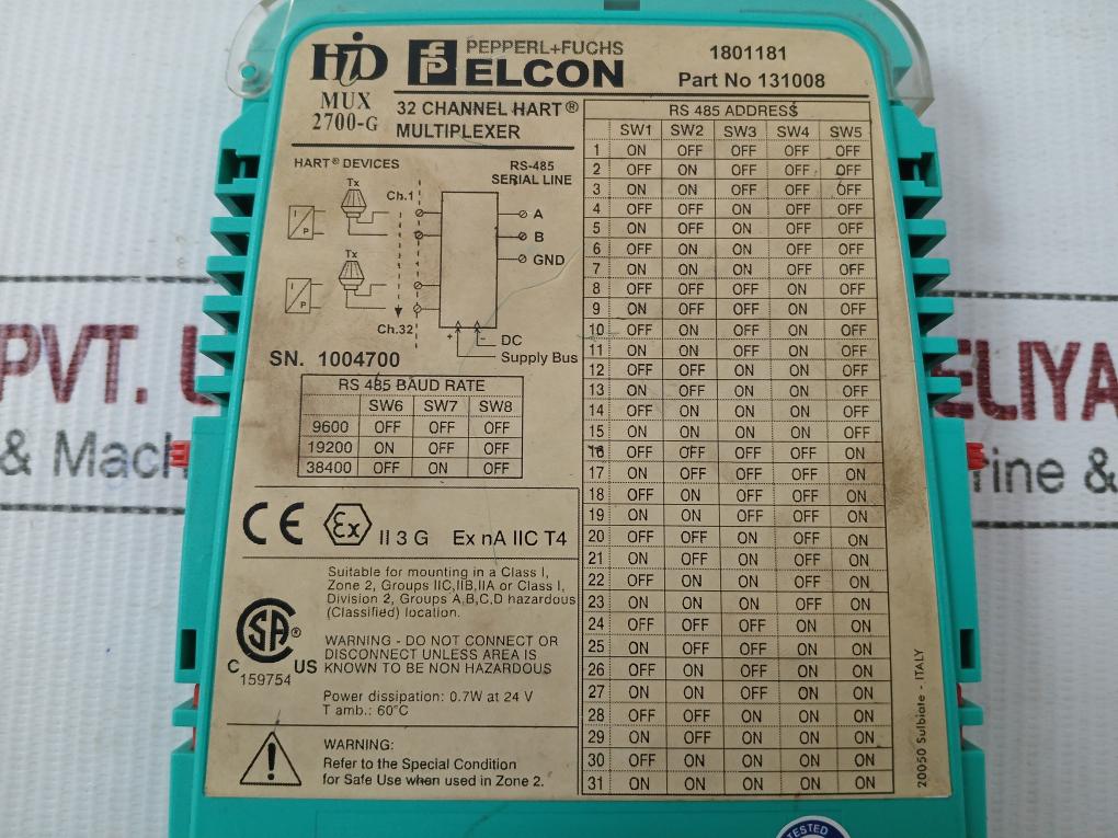 Pepperl+Fuchs Hart Multiplexer Master Power Dissipation-0.7W At 24V Mux 2700-g