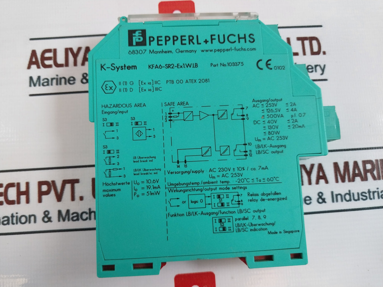 Pepperl+Fuchs K-system Kfa6-sr2-ex1.W.Lb Switch Amplifier 103375 240Vac 1.3W