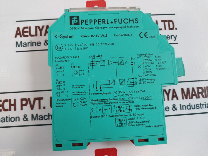 Pepperl+Fuchs K-system Kfa6-sr2-ex1.W.Lb Switch Amplifier 103375 240Vac 1.3W