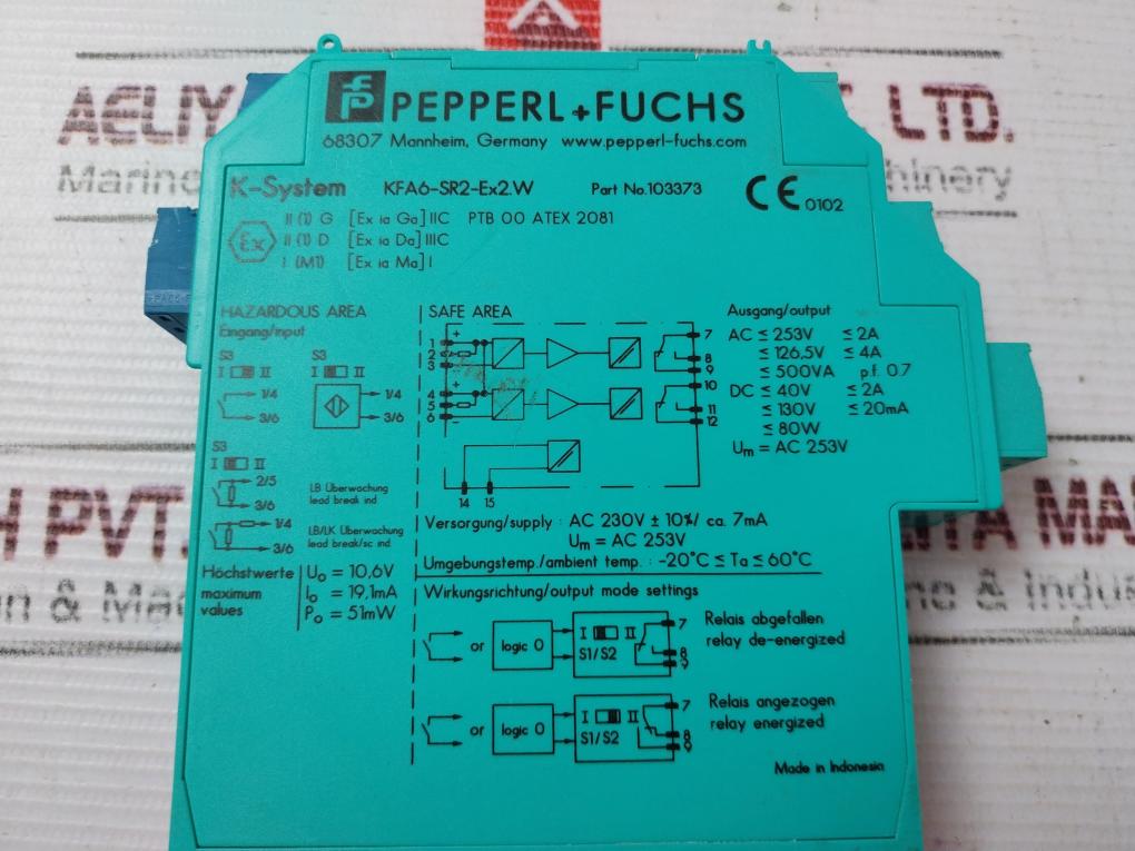 Pepperl+Fuchs K-system Kfa6-sr2-ex2.W Switch Amplifier 103373 51Mw