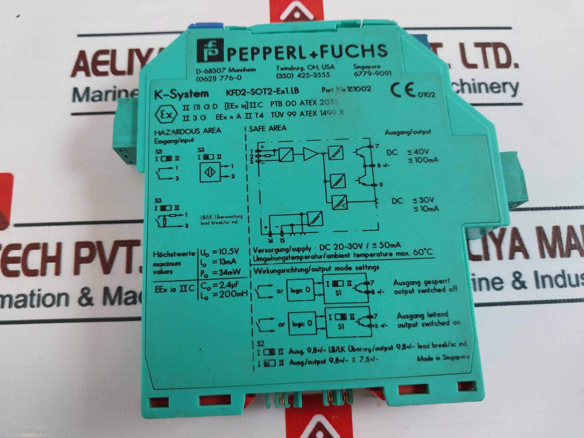 Pepperl+Fuchs K-system Kfd2-sot2-ex1.Lb Switch Amplifier 181002 Dc20-30V/50Ma