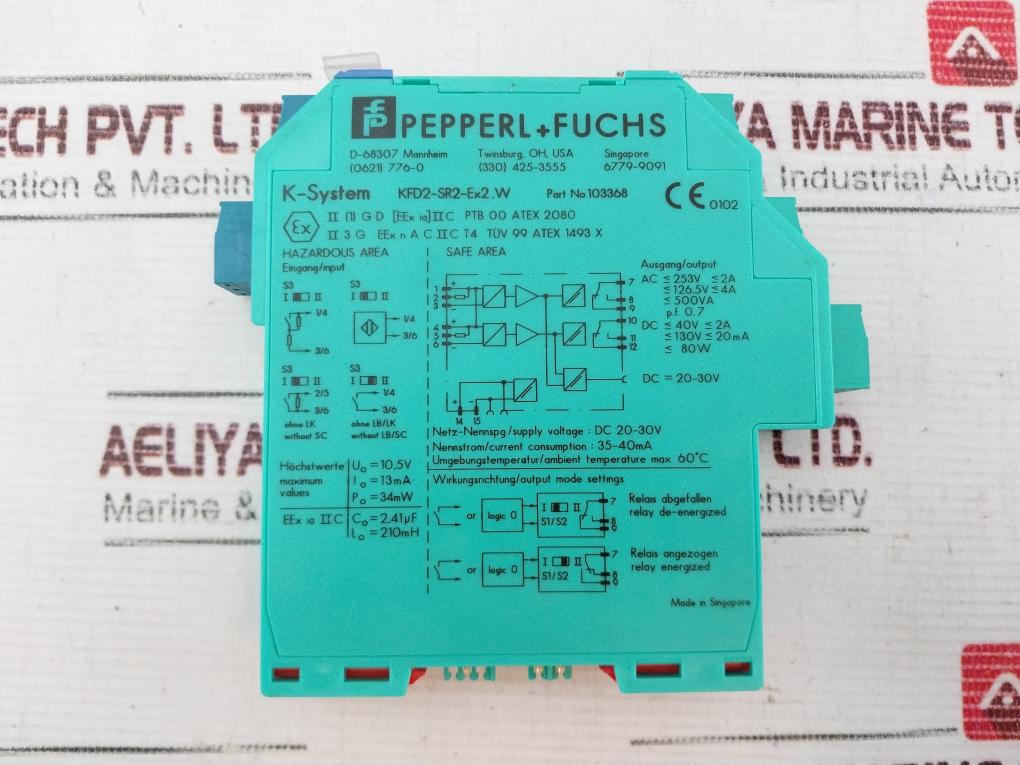 Pepperl+Fuchs K-system Kfd2-sr2-ex2.W Signal Isolator Safety Barrier