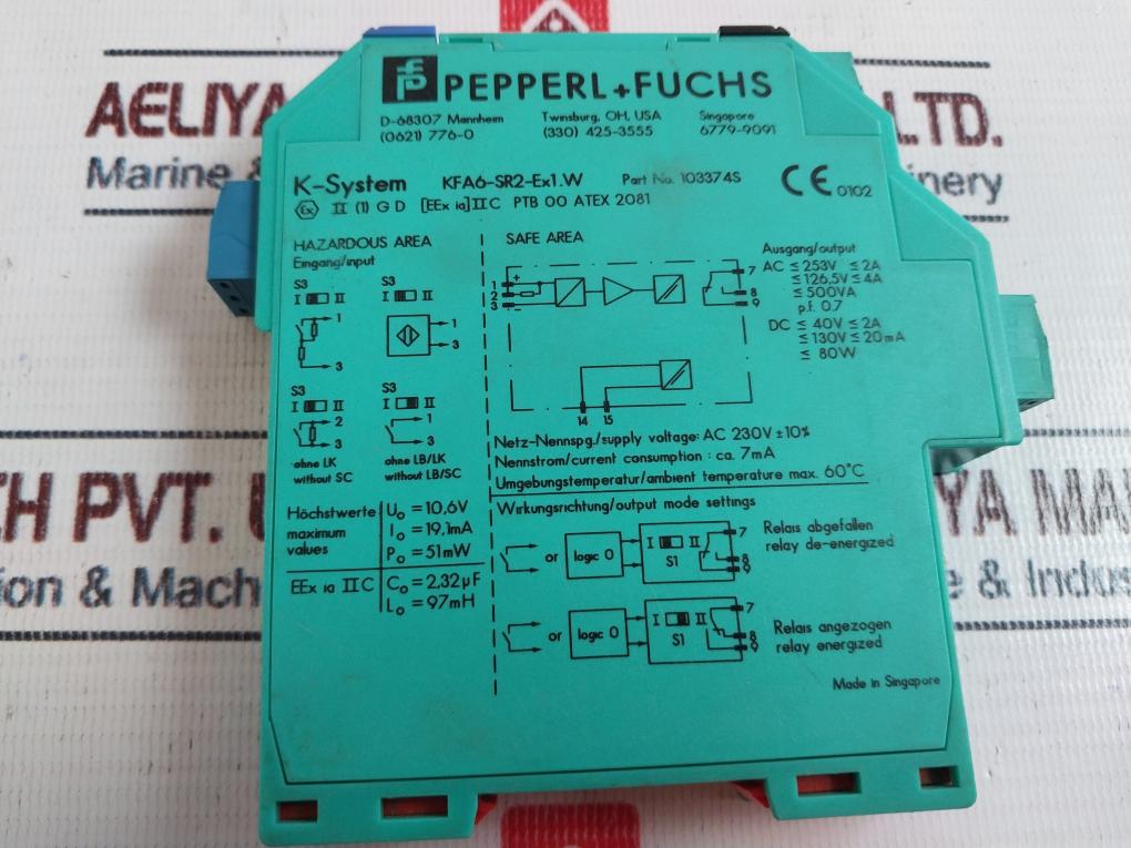 Pepperl+Fuchs Kfa6-sr2-ex1.W Switch Amplifier 103374S