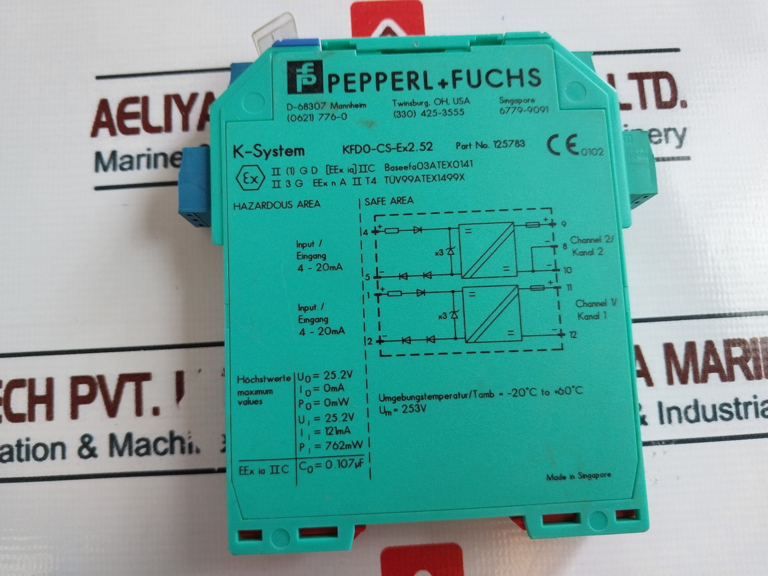 Pepperl+Fuchs Kfd0-cs-ex2.52 2-channel Isolated Barrier K-system 125783, 4-20 Ma