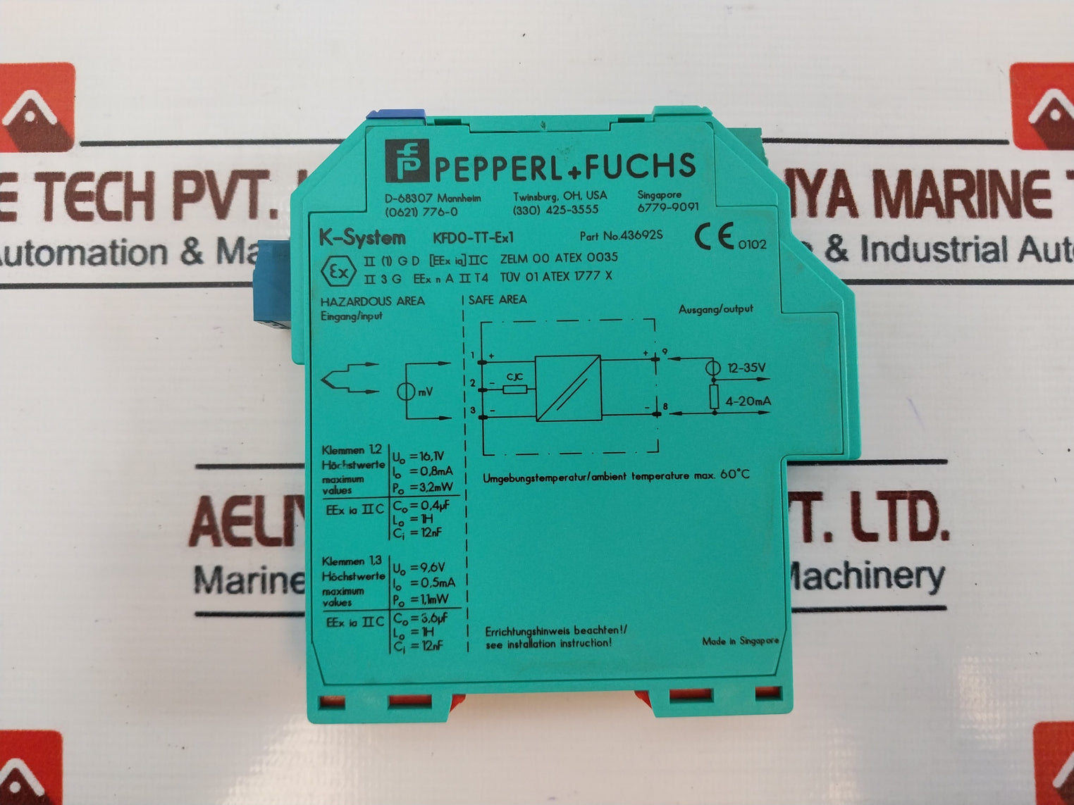 Pepperl+Fuchs Kfd0-tt-ex1 Thermocouple Converter 4-20Ma