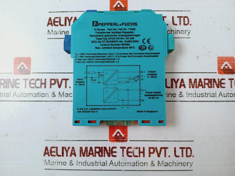 Pepperl+Fuchs Kfd2-cr-ex1.30-200 Transformer Isolated Repeater 20-35V Dc 0-20Ma