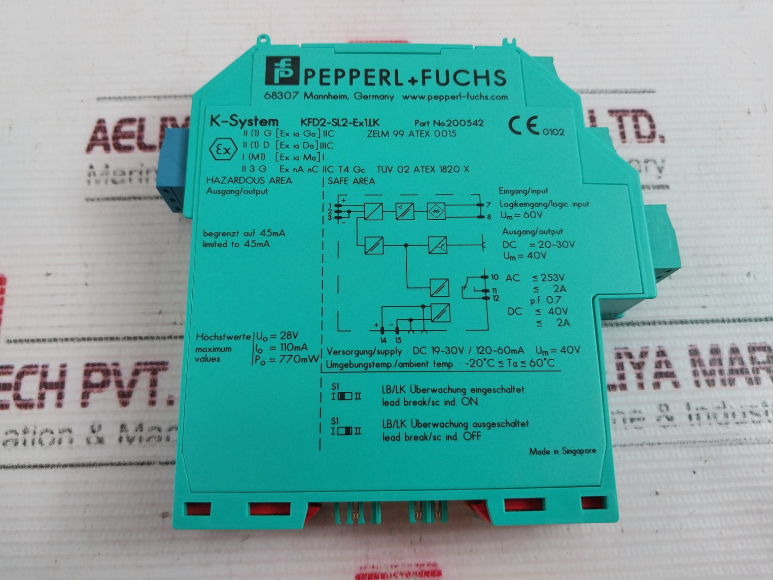 Pepperl+Fuchs KFD2-SL2-EX1.LK Isolated Barrier 200542 Um= 40V