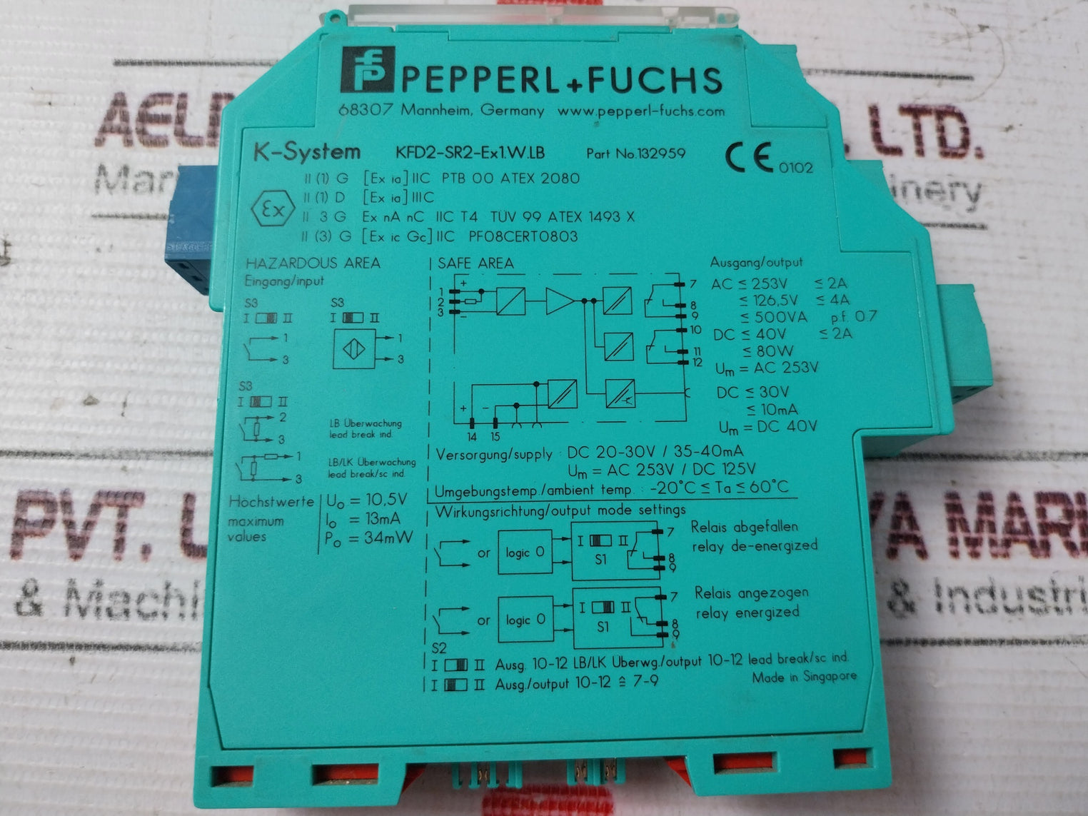 Pepperl+Fuchs 132959 Switch Amplifier KFD2-SR2-EX1.W.LB