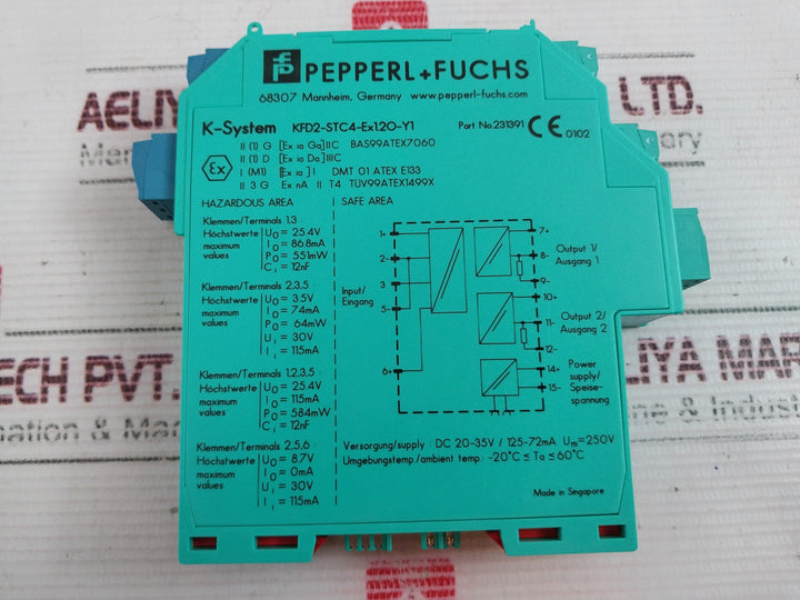 Pepperl+Fuchs Kfd2-stc4-ex1.2O-y1 Transmitter Power Supply 231391 20-35V