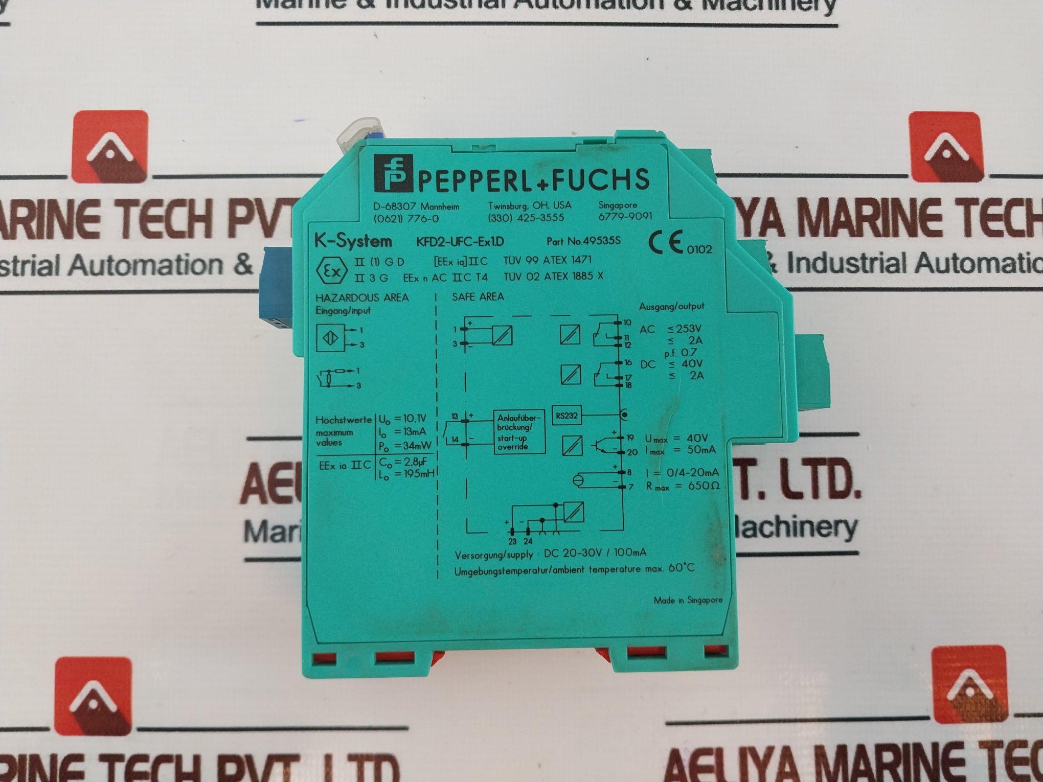 Pepperl+Fuchs Kfd2-ufc-ex1.D Frequency Converter With Trip Value 30Vdc