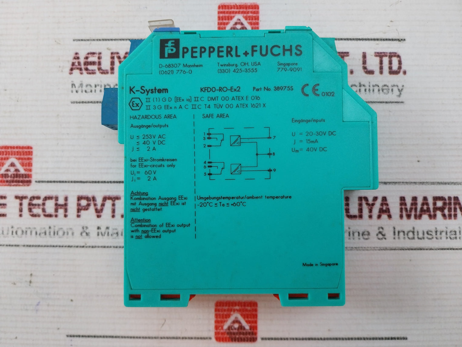 Pepperl+Fuchs Kfdo-ro-ex2 Safety Barrier 38975S 20-30V Dc