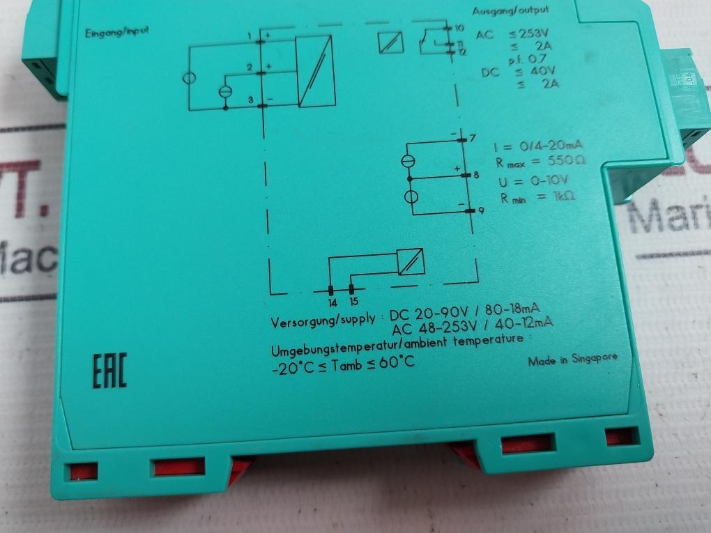 Pepperl+Fuchs Kfu8-usc-1.D Frequency Converter Dc 20-90V/80-18Ma Ac 48-253V/40-12Ma