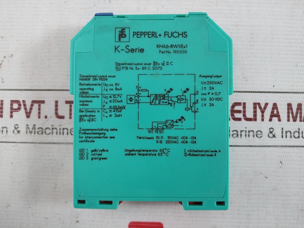 Pepperl+Fuchs Kha6-rw1/Ex1 Switch Amplifier 19005S 250Vac 30Vdc 2A 20Ma 63.5Mw