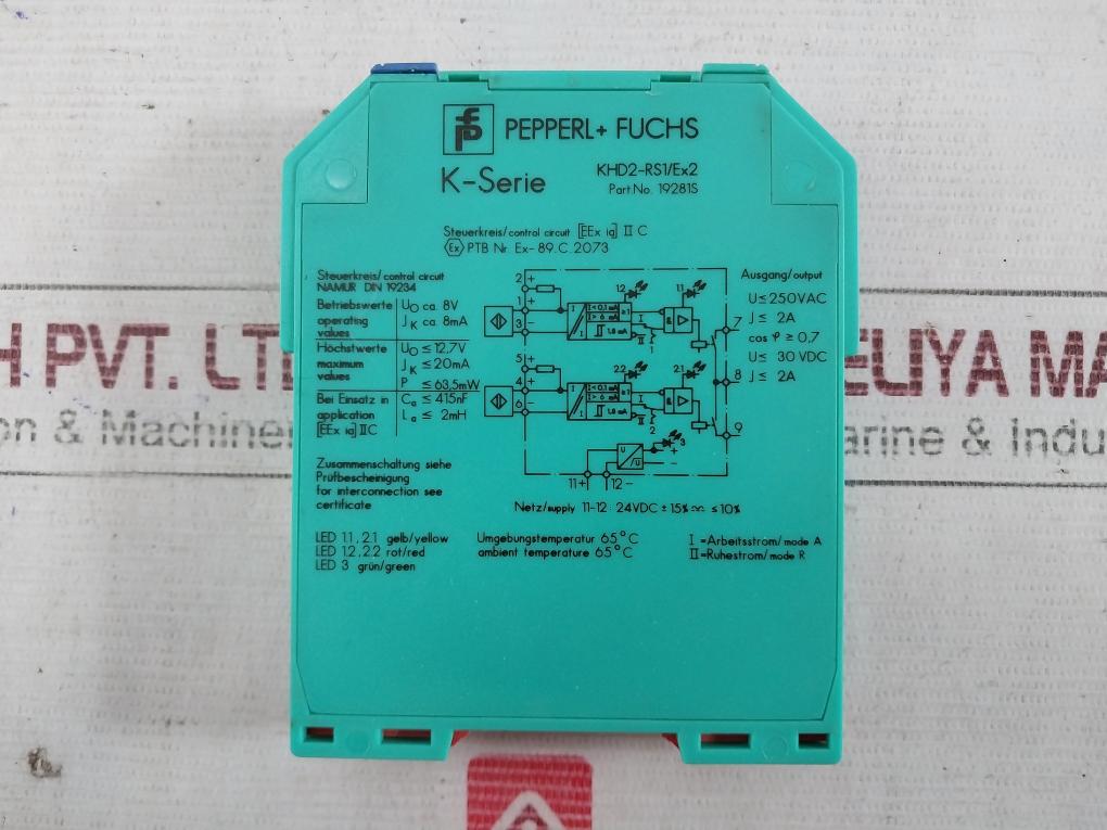 Pepperl+Fuchs Khd2-rs1/Ex2 K-serie Switch Amplifier Module 12.7V 20Ma 19281S