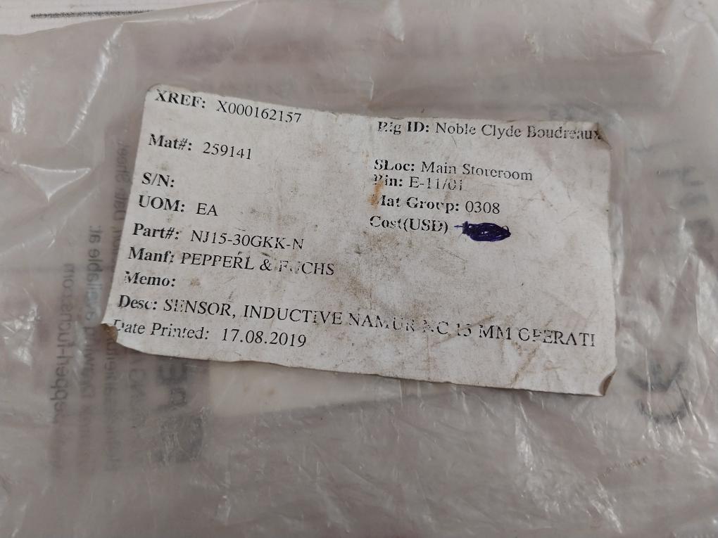 Pepperl+Fuchs Nj15-30Gkk-n Inductive Sensor 083496
