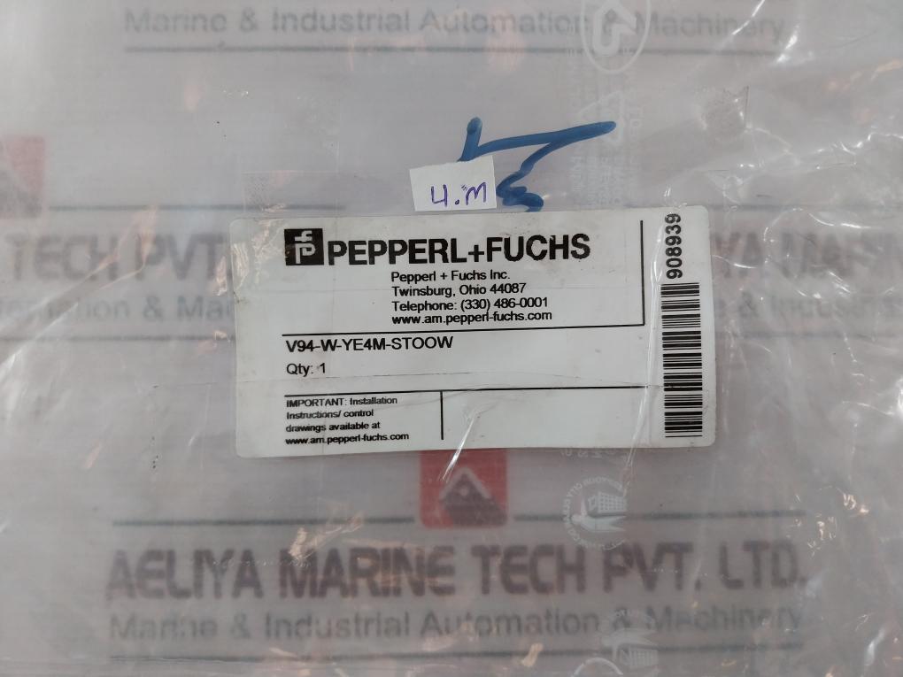 Pepperl+Fuchs V94-w-ye4M-stoow Cable Cordset 4 Meter