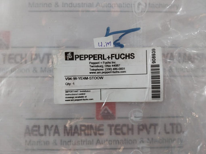 Pepperl+Fuchs V94-w-ye4M-stoow Cable Cordset 4 Meter