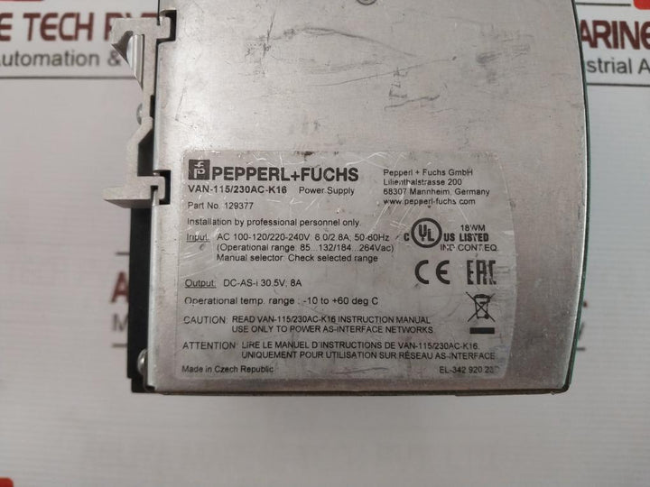Pepperl+Fuchs Van-115/230Ac-k16 Interface Power Supply 100-120/220-240V 50-60Hz