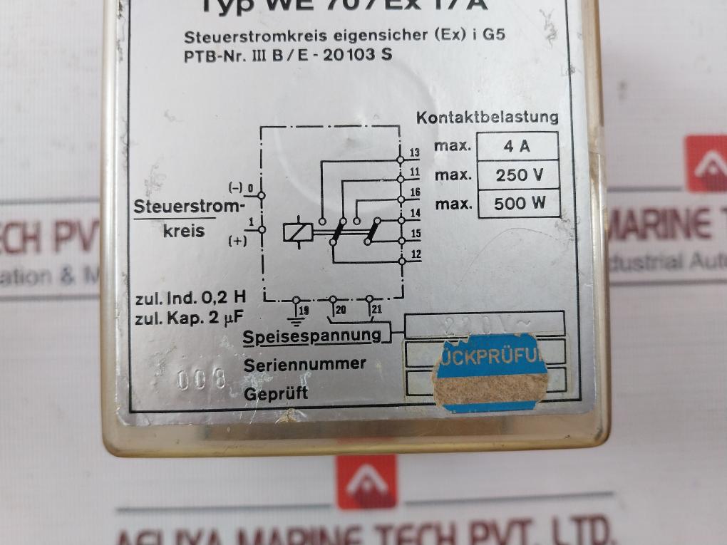 Pepperl+Fuchs We70/Ex1/A Intrinsically Safe Control Unit 220V 4A 500W