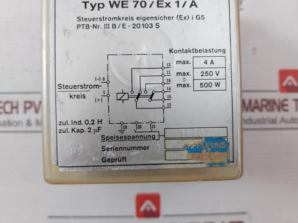 Pepperl+Fuchs We70/Ex1/A Intrinsically Safe Control Unit 220V 4A 500W