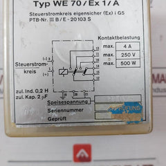 Pepperl+Fuchs We70/Ex1/A Intrinsically Safe Control Unit 220V 4A 500W