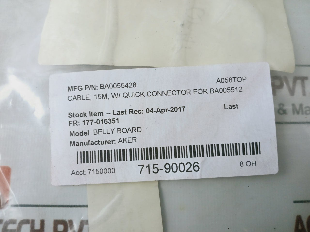 Pepperl+fuchs 038250 Cable With Quick Connector 7150000 715-90026 8 Oh