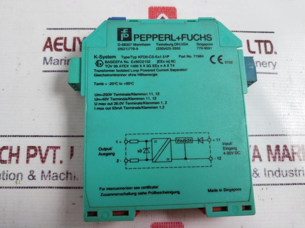 Pepperl+fuchs Kfd0-cs-ex1.51p Transformer Isolated Loop Powered Current Separato