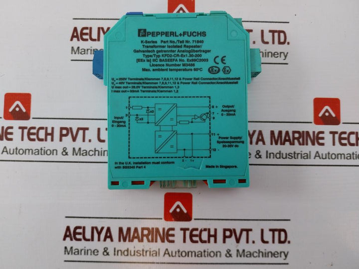 Pepperl+Fuchs Kfd2-cr-ex1.30-200 Transformer Isolated Repeater 93Ma
