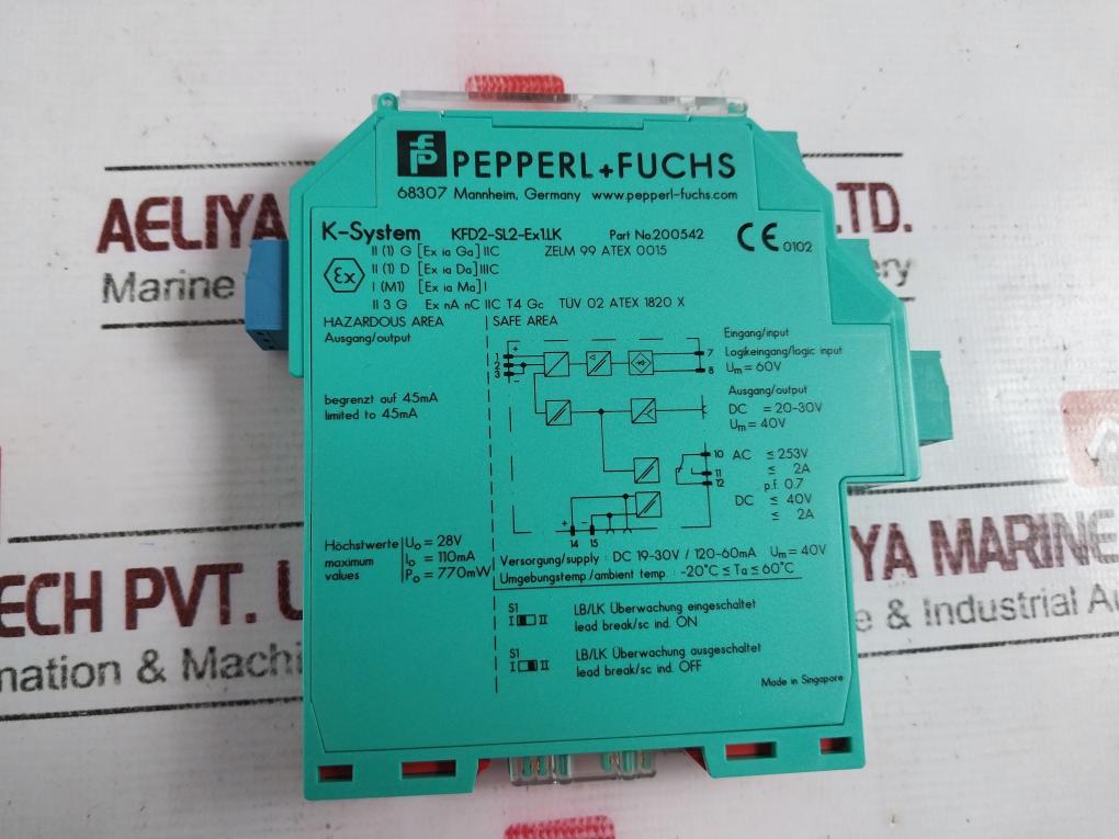 Pepperl+fuchs Kfd2-sl2-ex1.lk Solenoid Driver 200542