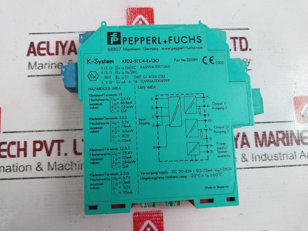 Pepperl+fuchs Kfd2-stc4-ex1.20 Isolated Safety Barrier Dc 20-35v/125-72ma 231389