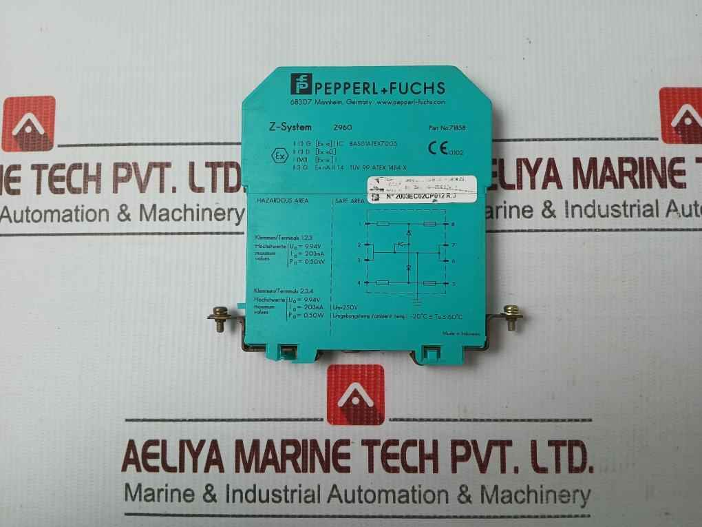 Pepperl+fuchs Z960 Channel Zener Barrier Z-system 203ma 250v Po= 0.50w