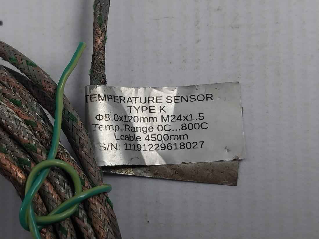 Perimenis Electrical Type K Temperature Sensor 4500Mm