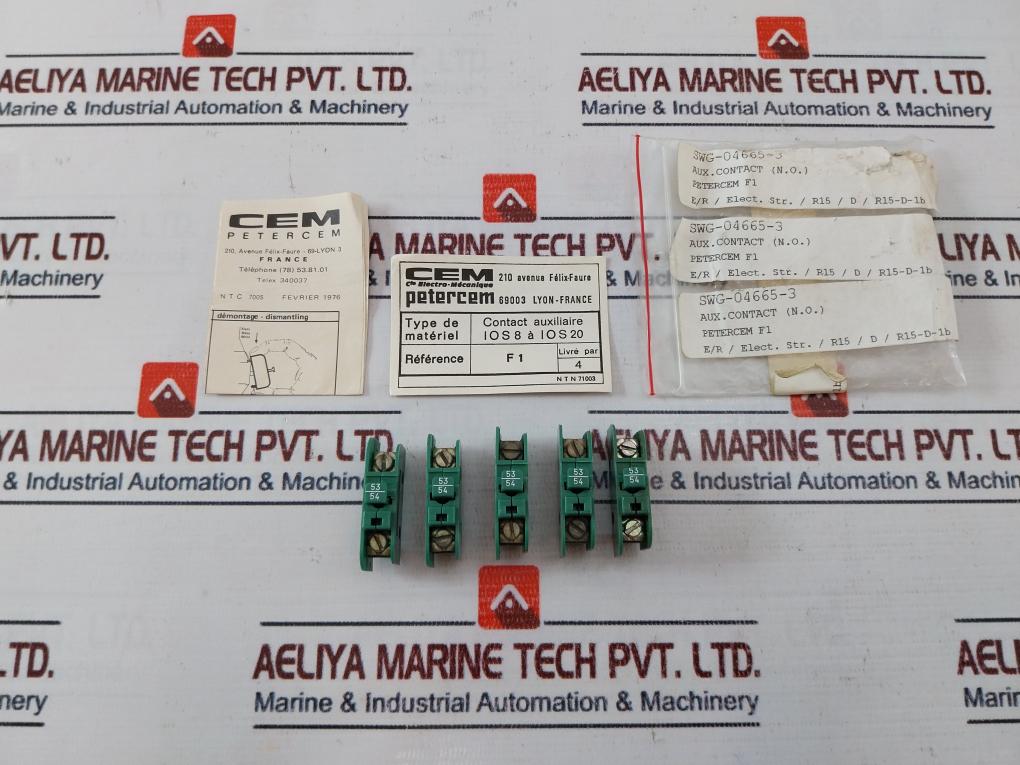 Lot of 5X PETERCEM F1 PETERCEM F1 Auxiliary Contact Block SWG-04665-3