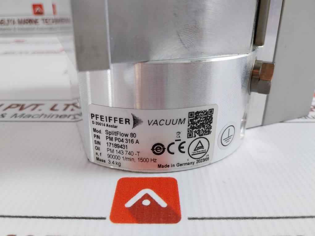 Pfeiffer Splitflow 80 Turbomolecular Vacuum Pump 90000 1/Min Part No: Pm P04 316 A