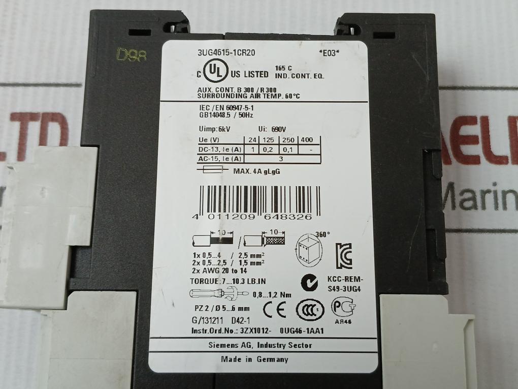 Phase Monitoring Relay 3Ug4615-1Cr20 Siemens 690V