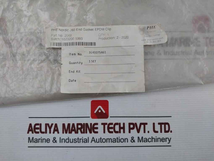 Phe Nordic 2068 J60 End Gasket Epdm Clip
