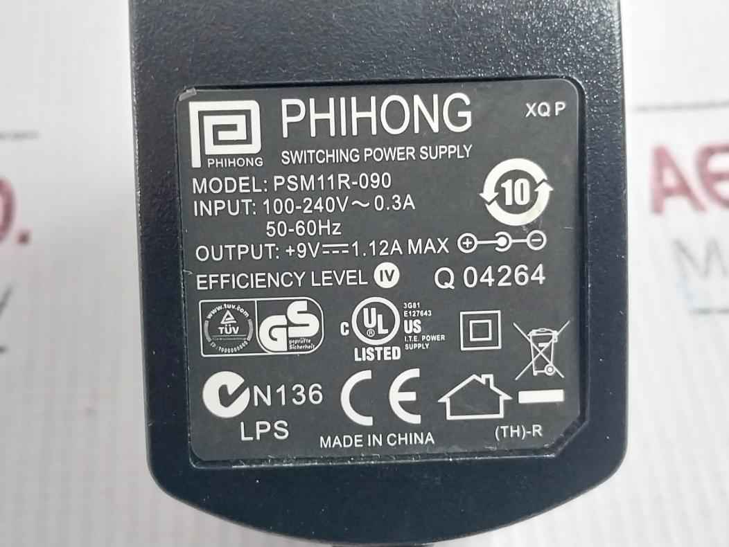 Phihong Psm11R-090 Switching Power Supply 9V 1.12A Ac