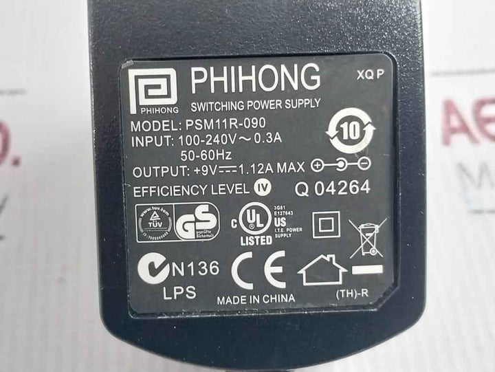Phihong Psm11R-090 Switching Power Supply 9V 1.12A Ac