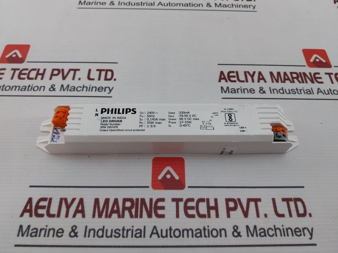 Philips 30W Led Driver 0.145A Max 35W Wax 240V 50Hz 90Vdc Max 0-45 Degree C